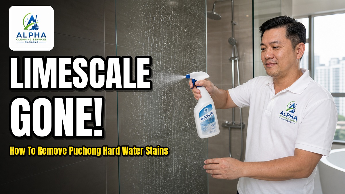 Hard water stains on Puchong bathroom shower glass — removal methods guide