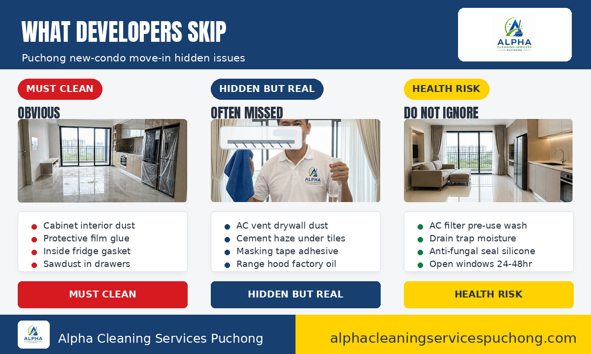 New Puchong condo move-in cleaning checklist — Alpha Cleaning Services infographic