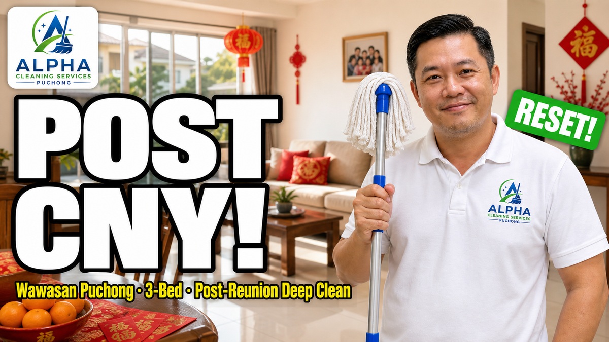 Alpha cleaner steam-cleaning carpet in a Taman Wawasan Puchong terrace after Chinese New Year reunion hosting